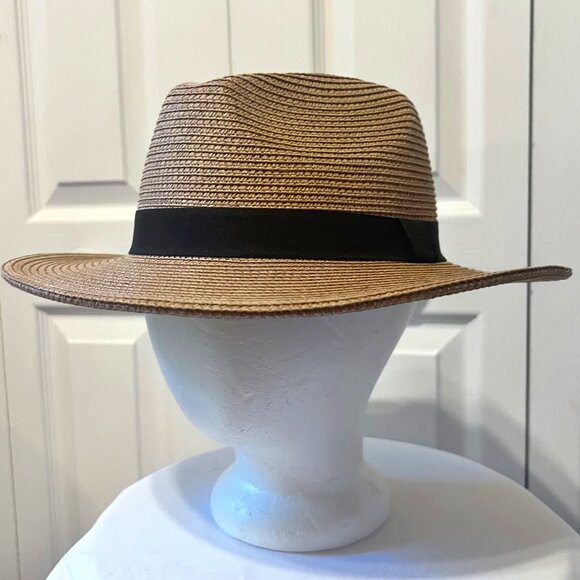 Solar Escape-Fedora Ribbon Trim Unisex Straw Sun Hat-UV Protection-Casual-Classy - Picture 1 of 14